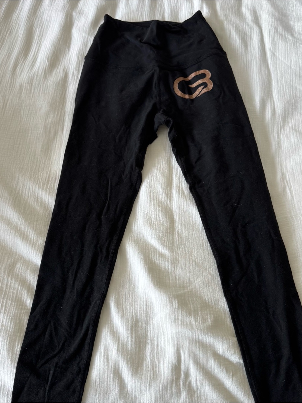 Cyclebar Black Leggings with Bronze Logo